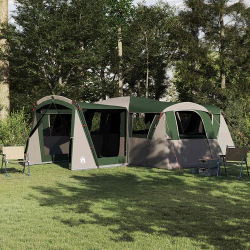 Семейна палатка за 20 души Зелен и бял 745 x 700 x 217 см
