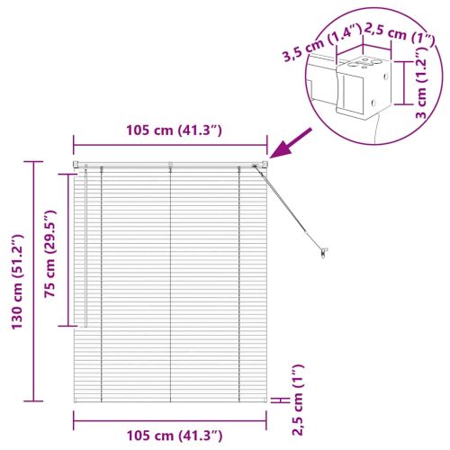 Вертикални щори Сребрист 130 x 105 см Алуминий