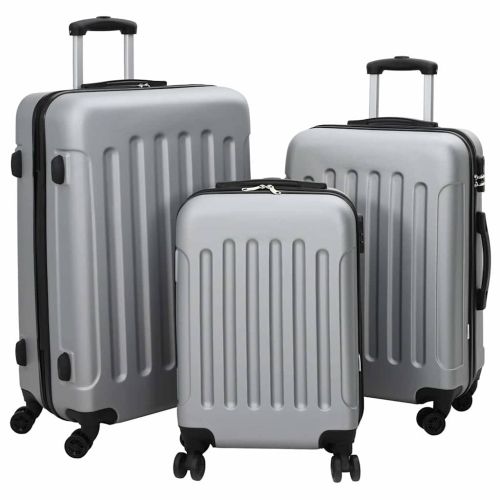 Куфар с заключване 3 pcs Сребрист 50 x 31 x 78 см ABS пластмаса
