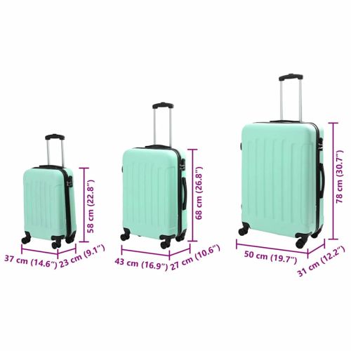Куфар 3 pcs Ментово зелен 50 x 31 x 78 см ABS пластмаса