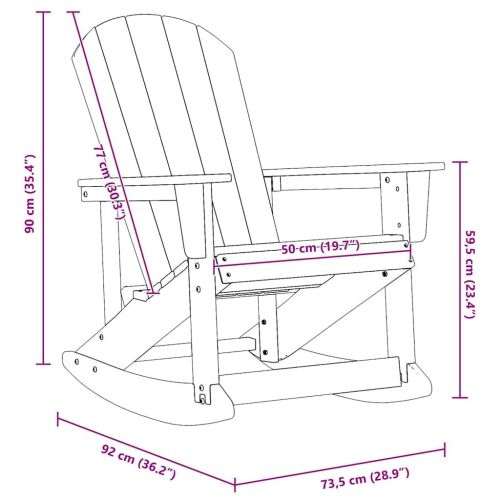 Люлеещ се стол Adirondack Светлосиво 92 x 73,5 x 92 см HDPE