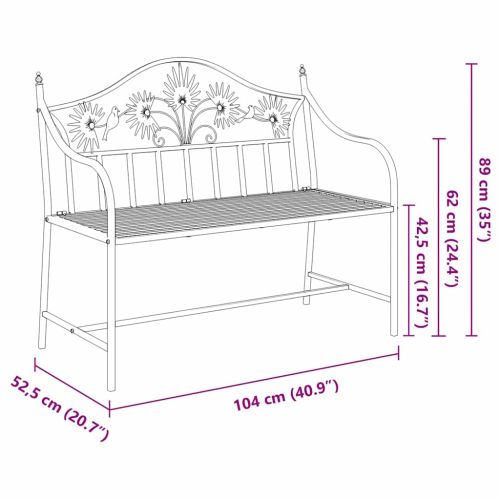 Градинска пейка Антично бяло 104 x 52,5 x 89 см Стомана
