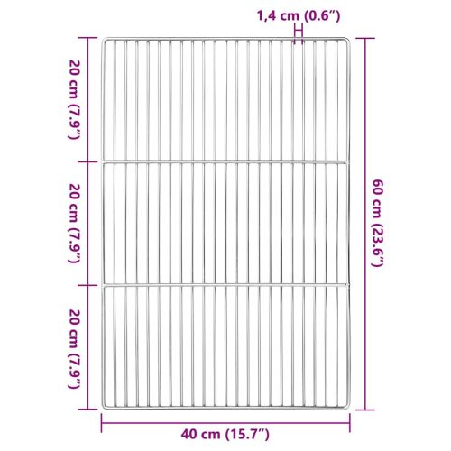Решетка за грил Сребрист 60 x 40 cm Неръждаема стомана