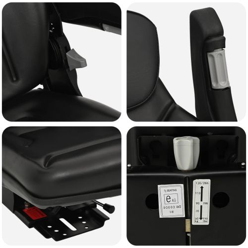 Тракторна седалка с окачване Черно 60 x 58 x 72 см