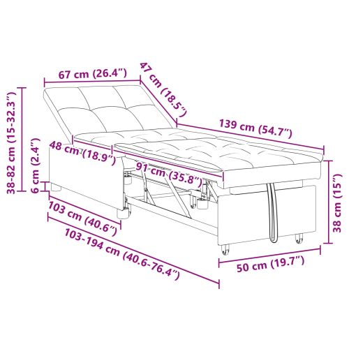 Диван легло Тюркоаз 194 x 67 x 82 см Кадифе