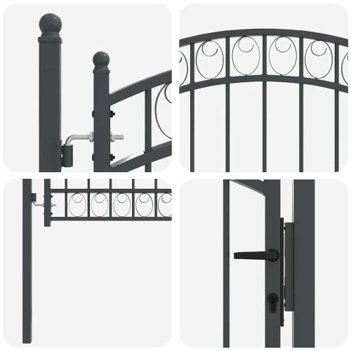 Врата за ограда EMMEN 100 x 100 cm Прахово покритие стомана Сив