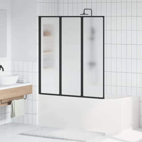 Душ параван Черен 132 x 2 x 140 см Алуминий и PP