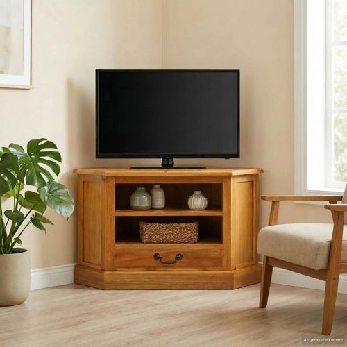 Ъгловшкафзателевизор с чекмедже Естествен 79 x 40 x 46 см