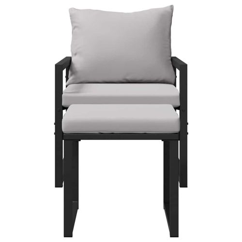 Градинска мебел с възглавница 4 pcs Светлосиво Полиестер