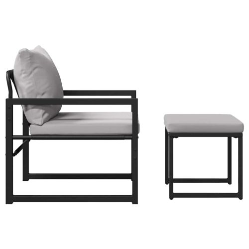 Градинска мебел с възглавница 4 pcs Светлосиво Полиестер