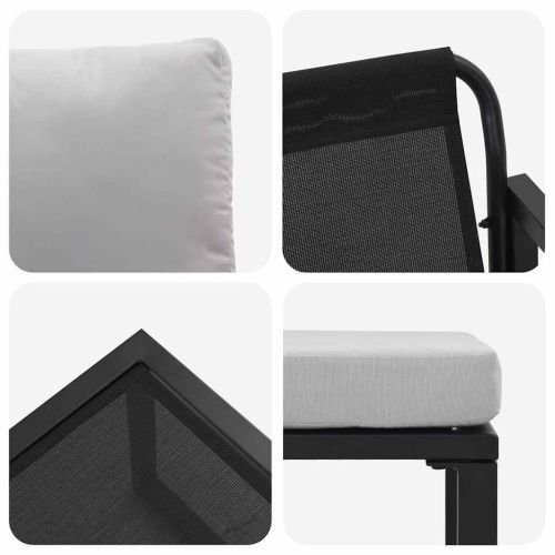 Градинска мебел с възглавница 4 pcs Светлосиво Полиестер