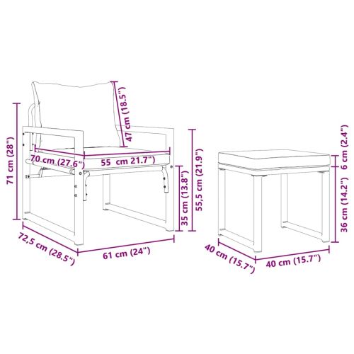 Градинска мебел с възглавница 4 pcs Светлосиво Полиестер