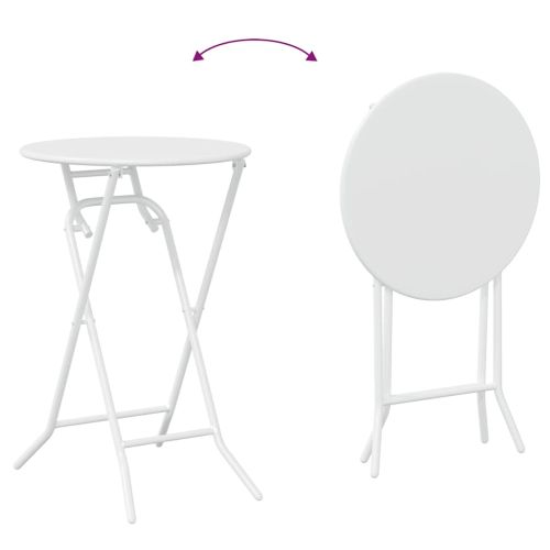 Градински бистро комплект 3 pcs Бяло Стомана