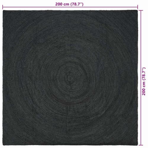 Килими за помещение Квадратна Тъмносиво 200 x 200 cm юта