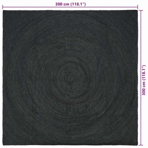 Килими за помещение Квадратна Тъмносиво 300 x 300 cm юта
