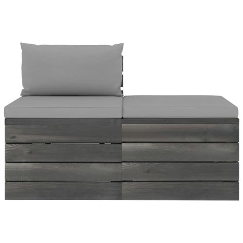 Градински мебели от палети 2 части с възглавници бор масив