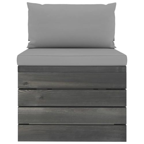 Градински мебели от палети 2 части с възглавници бор масив