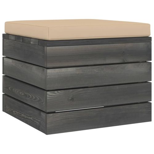 Градински мебели от палети, 2 части, с възглавници, бор масив