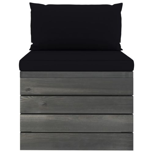 Градински мебели от палети 2 части с възглавници бор масив