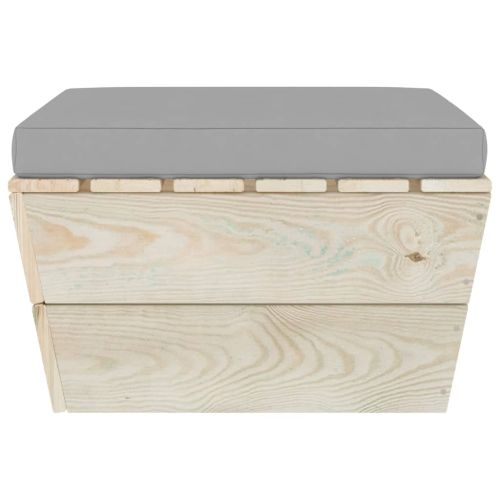 Градинска табуретка от палети с възглавница, импрегниран смърч