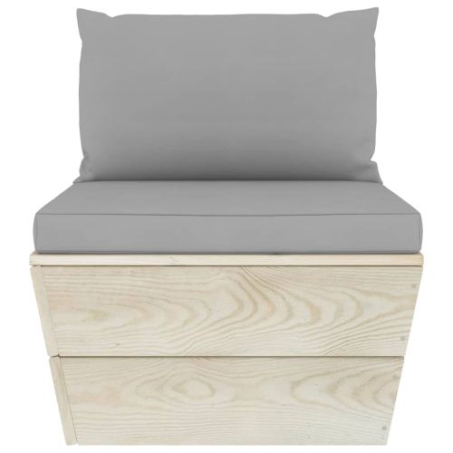 Градински лаундж комплект от палети 5 части с възглавници смърч