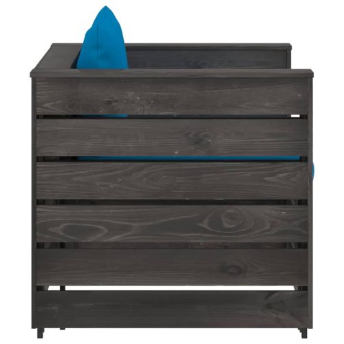 Градински лаундж комплект 2 части възглавници сива импрегнация