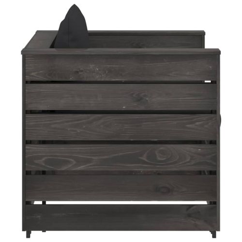 Градински лаундж комплект 2 части възглавници сива импрегнация