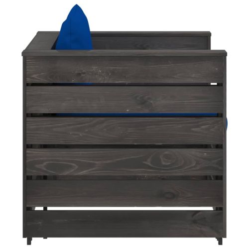 Градински лаундж комплект 2 части възглавници сива импрегнация