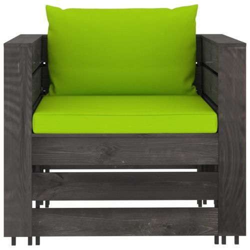 Градински лаундж комплект 2 части възглавници сива импрегнация