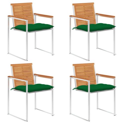 Градински столове 4 бр с възглавници масивно акациево дърво