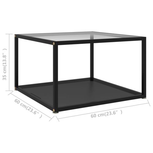 322891 Coffee Table Transparent and Black 60x60x35 cm Tempered Glass