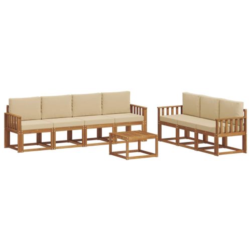 Комплект дивани за открито 8 pcs Натурален и Бежов