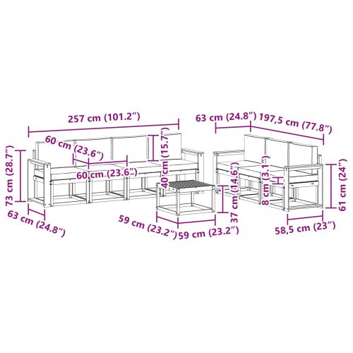 Комплект дивани за открито 8 pcs Натурален и Бежов