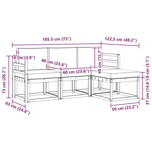 Комплект дивани за открито 4 pcs Натурален и Бежов