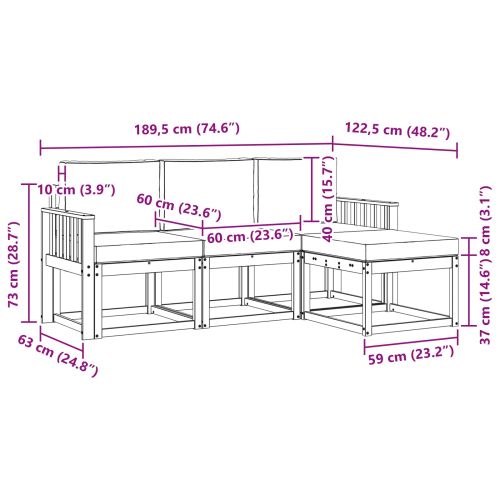 Комплект дивани за открито 4 pcs Натурален и Бежов