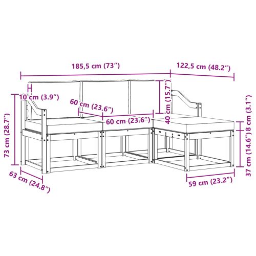 Комплект дивани за открито 4 pcs Натурален и Бежов