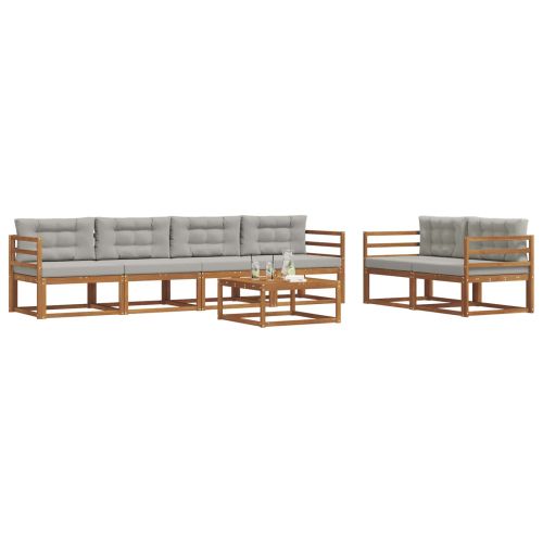 Комплект дивани за открито 7 pcs Естествено и светло сиво