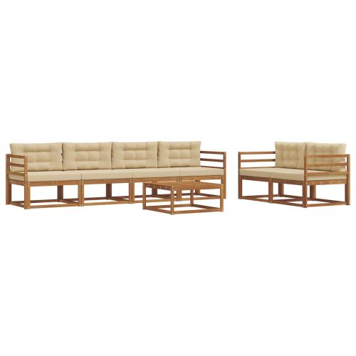 Комплект дивани за открито 7 pcs Натурален и Бежов