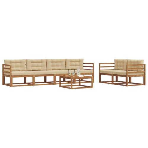 Комплект дивани за открито 7 pcs Натурален и Бежов