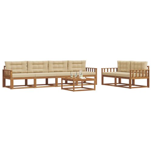 Комплект дивани за открито 7 pcs Натурален и Бежов