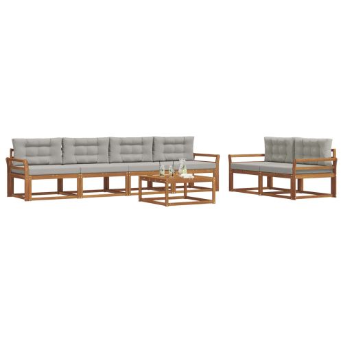 Комплект дивани за открито 7 pcs Естествено и светло сиво