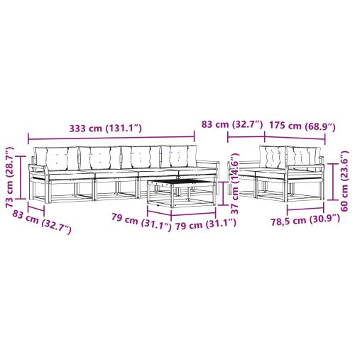 Комплект дивани за открито 7 pcs Натурален и Бежов