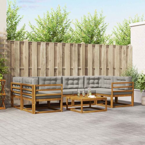 Комплект дивани за открито 7 pcs Естествено и светло сиво