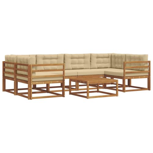 Комплект дивани за открито 7 pcs Натурален и Бежов