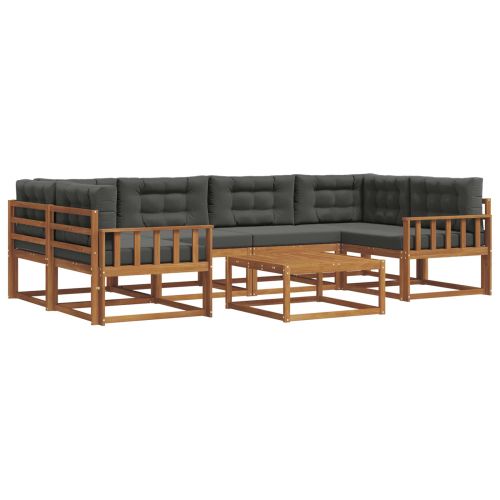 Комплект дивани за открито 7 pcs Натурален и Антрацит