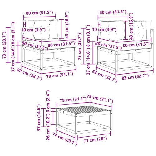 Комплект дивани за открито 8 pcs Натурален и Антрацит