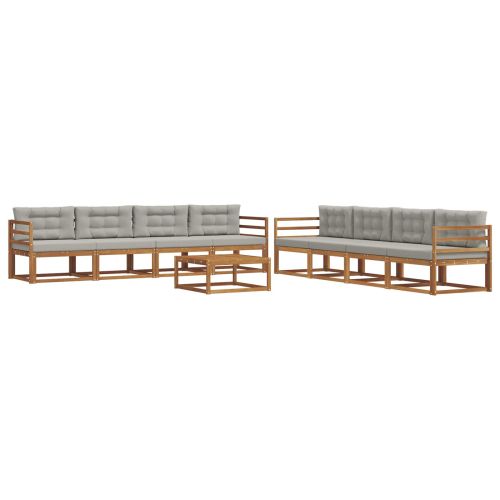 Комплект дивани за открито 9 pcs Естествено и светло сиво