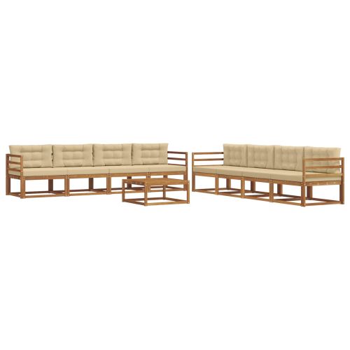 Комплект дивани за открито 9 pcs Натурален и Бежов