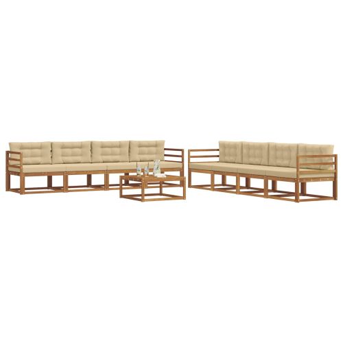 Комплект дивани за открито 9 pcs Натурален и Бежов