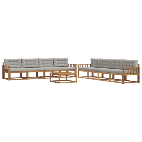Комплект дивани за открито 9 pcs Естествено и светло сиво